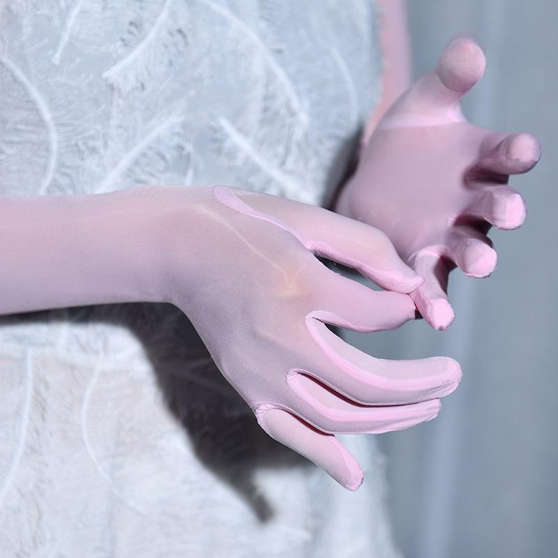 Oil Glossy Gloves Five Finger High Elasticity Seamless Transparent Silk Socks Gloves Break Up Fingers Smooth Male Aircraft
