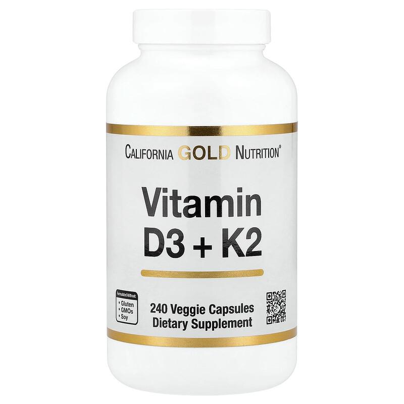 Vitamin D3 + K2, 240 Veggie Capsules