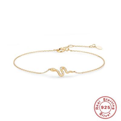 Stylish S925 Sterling Silver Ins Wind Simple Fun Diamond-Set Snake Bracelets