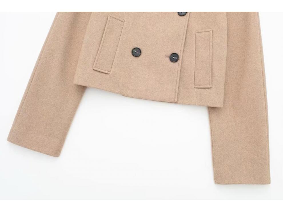 Autumn Women's Street Fashion Double-Breasted Short Woolen Coat