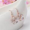 Fashion Crystal Stud Ear Beautiful Flower Brincos Rose Gold Drop Long Earrings Exquisite Sakura Bijoux Earring X1349