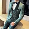 Spring Men's (suit + Vest + Trousers) British Style Business Casual Three-piece High-density Jacquard Wedding Dress