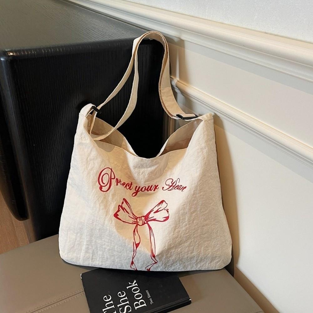 Nylon Women's Tote Bag Large Capacity Commute Bag Simple Bow Shoulder Bag  College Students