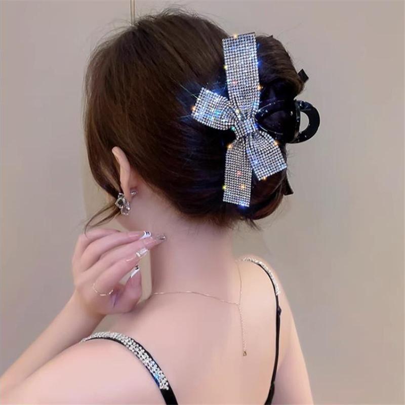 

Модные блестящие стразы бант заколка для волос веревка для волос кристалл для женщин девочек заколки свадебные аксессуары для волос A 13cm