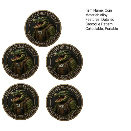 Krokodýl Vězeň Mugshot Mince Florida Everglades Vězeňské Memorabilia Mince Vtipná Historie Zločinu Výzvová Mince Sběratelský Dárek pro Muže Sběratele Mincí