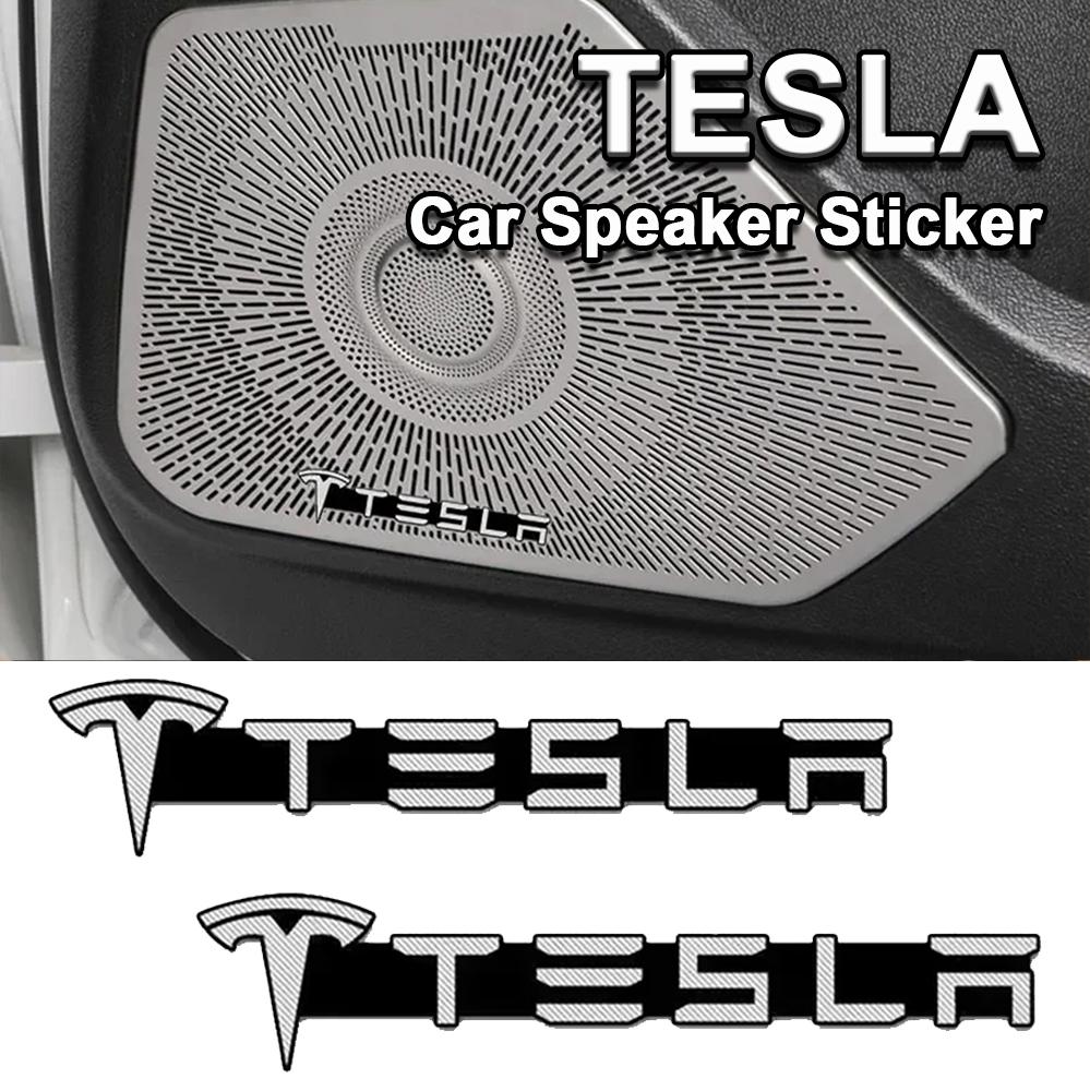4pcs Tesla Speaker Stickers Car Audio Badge Emblem Decals for Tesla Model 3 Y S X Interior Accessories