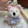 West Highland White Terrier Bow Pendant Plush Toy Keychain - Cartoon Dog Doll
