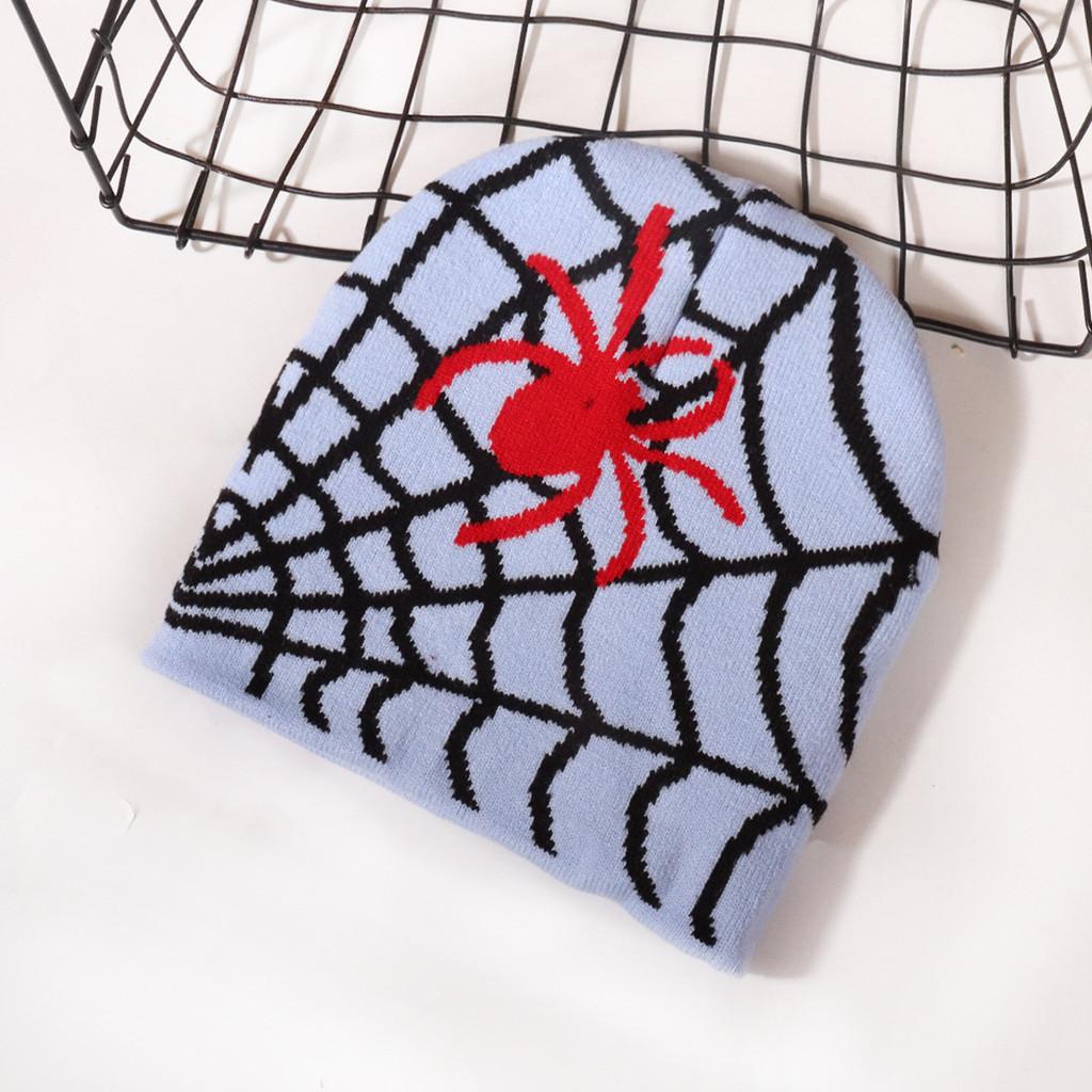 Spider Pattern Knit Beanie For Men And Women Warm Streetwear Fashion 2023