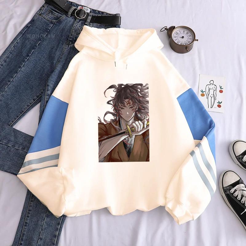 Harajuku Anime Demon Slayer Hoodie Tsugikuni Yoriichi Print Sweatshirt Men Women Streetwear Long Sleeve Fleece Hooded Pullover
