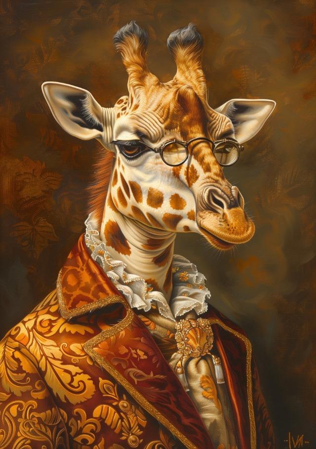 Premium Vintage Royal Animal Pet Portrait Posters and Prints Canvas Printing Wall Art Picture for Living Room Home Decor Gifts