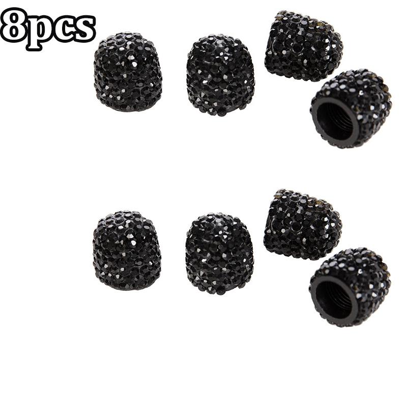 8Pcs  Bling Diamond Crystal Wheel Caps Rhinestone Universal Car Tire Valve Caps Diamond Shining Dustproof Caps Car Accessories