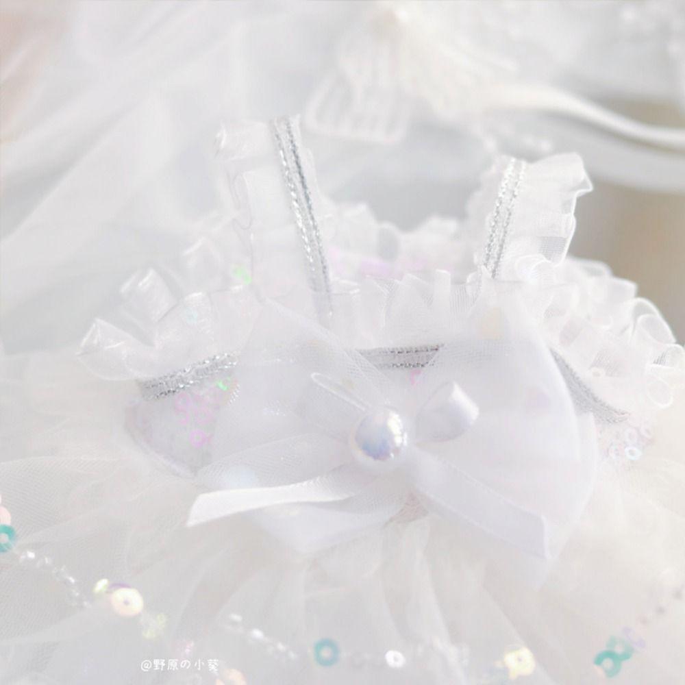 Wedding Dress 20cm Cotton Clothes White Gauze Skirt Dress Up Cotton Outfit Dress Collection Mini 20cm Flower Dress