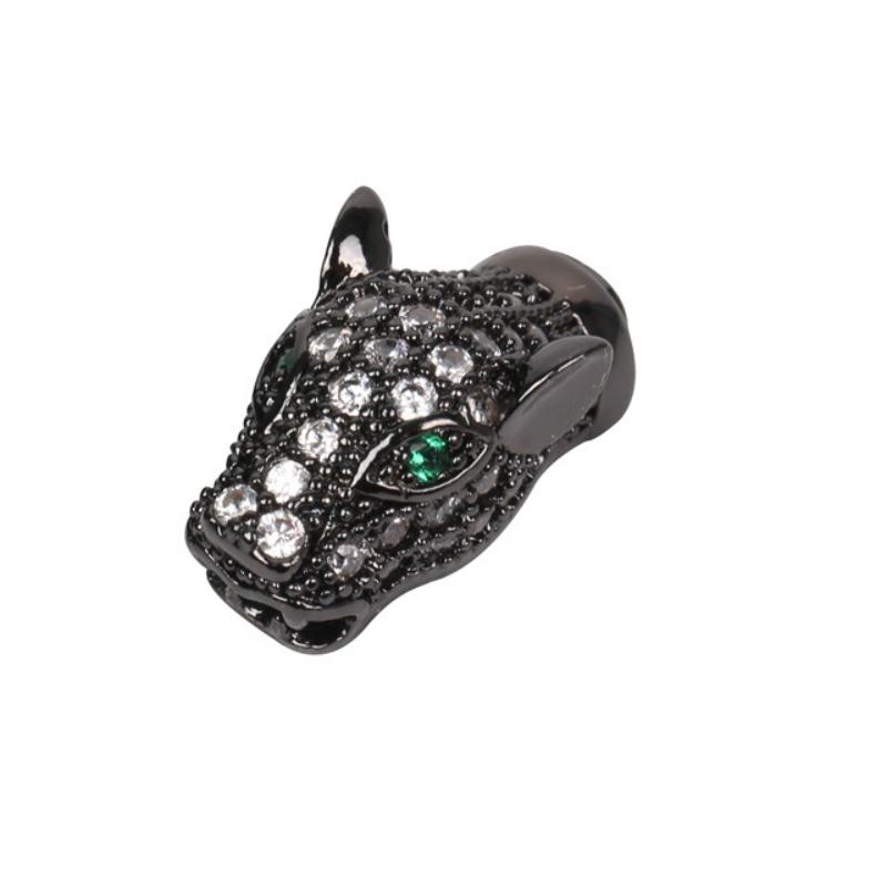 5 Pcs/lot Long Leopard Head Micro Inlaid Zircon Accessories Bracelet Hand String DIY Beads for Jewelry Making Supplies Wholesale