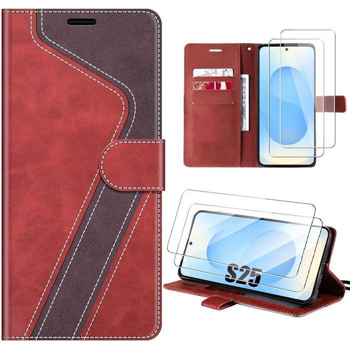 Coque de protection - BOOLING - pour Samsung Galaxy S25 - Antichoc - Rouge - 2 Verres Trempés