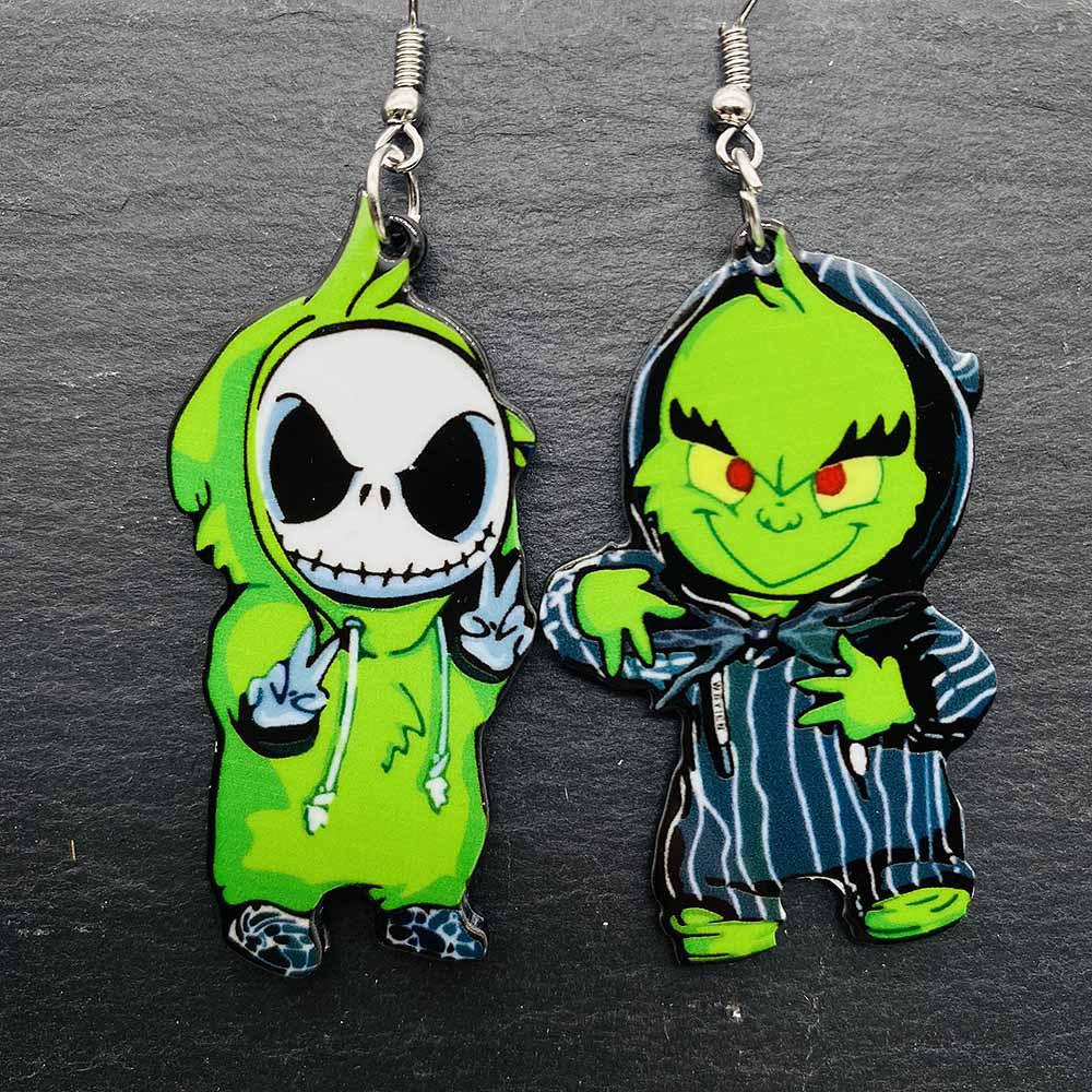 European & American Halloween Earrings: The Nightmare Before Christmas Skeleton Acrylic Drop