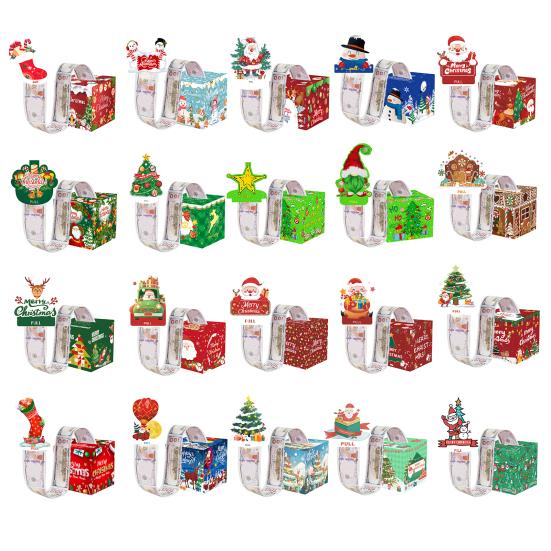 Christmas Money Box Pull-out Cash Gift Box DIY Holiday Money Gift Box with Transparent Bags Christmas Money Holder Pull Box for Kids Adults
