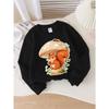 European sizes Girls' Soft Crewneck Sweatshirt Cute Squirrel Mushroom Ladybug Print, Casual All-Match, Ideal Holiday Present