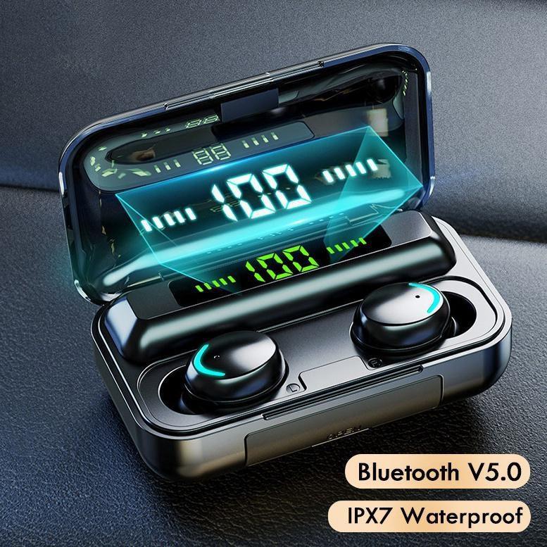 

IPX7 waterproof wireless sports headphones 9D stereo TWS Bluetooth 5 0 CVC8 0 noise cancelling with LED display charging case 1PCS чёрный