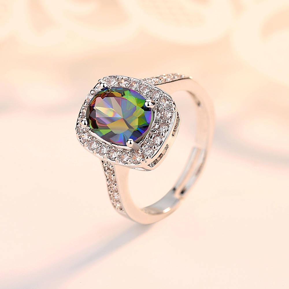 Oval Zircon Ring Living Ring Exaggerated Personality Jewelry Female Open Ring