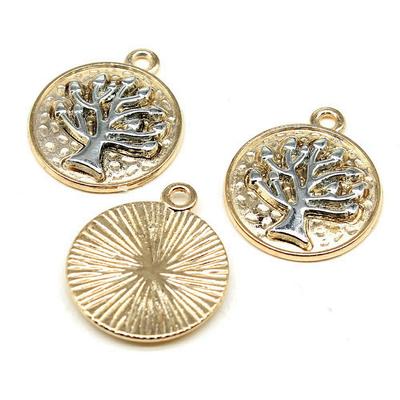 Charms Round Tree Of Life Pendants Vintage Jewelry Supplies QC109