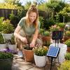 Solarbetriebenes Tropfbewässerungsset für 12 Pflanzen mit digitalem Zeitschaltuhr-Controller und verstellbarem Bewässerungssystem, geeignet für Garten und Außenbereich