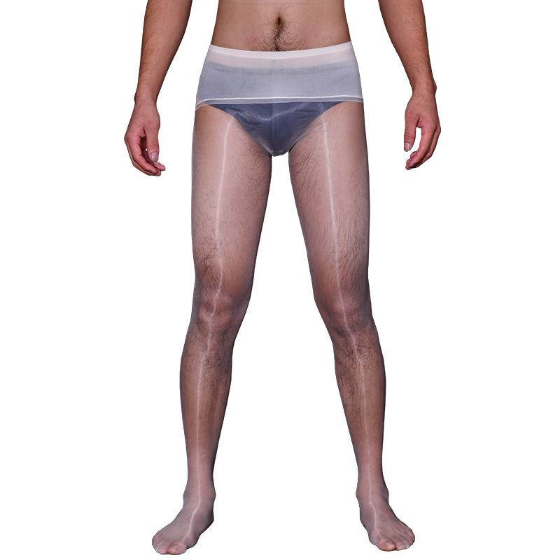 Men's Aurora 360 Seamless Glossy 1D Ultra-Thin Silky Transparent Pantyhose, Base Socks
