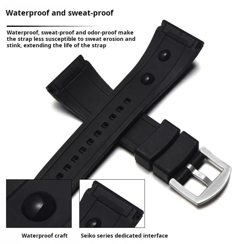 26mm Blau Gebogenes Silikon Uhrenarmband Für Seiko VELATURA/SRH 006 013 SPC007J1 SNAE17 Herren Sport Gummi Uhrenarmband Zubehör