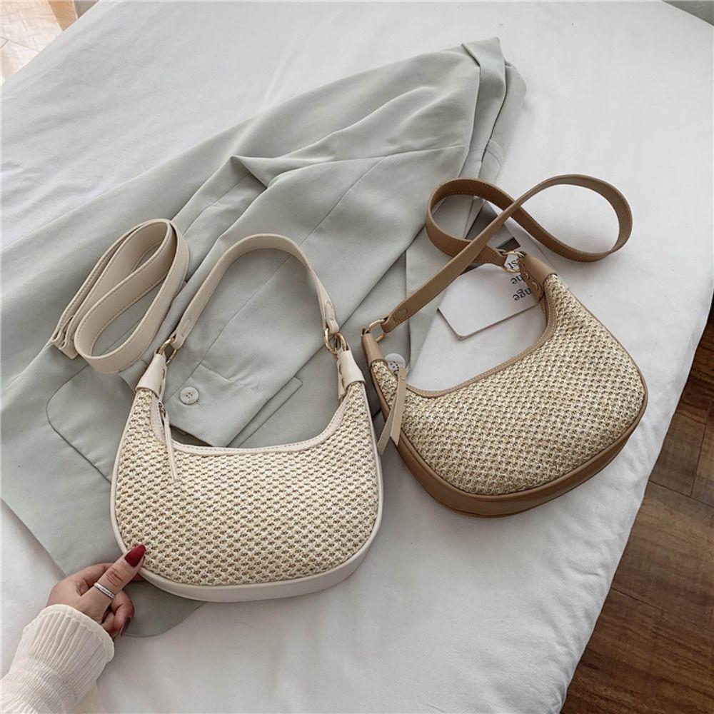 Designer Woven Straw Bag Bohemian Crossbody Hobo Bag Trendy Single Shoulder Bag Ladies/Girls
