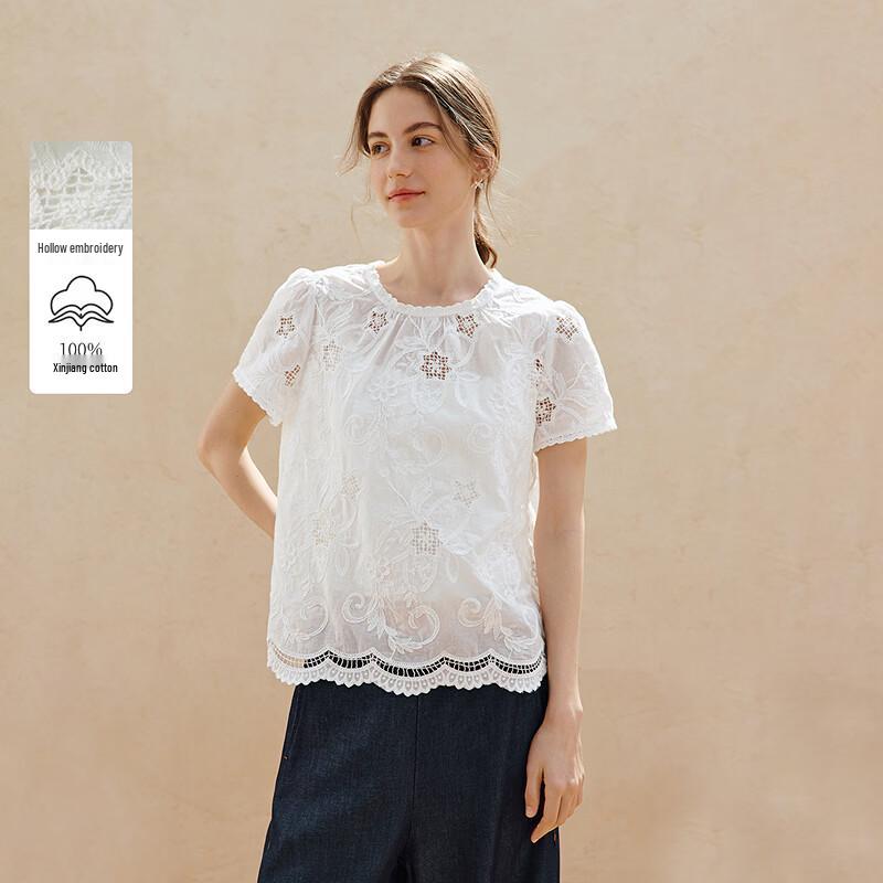 INMAN Women s French Heavy Embroidery Cotton Shirt XL