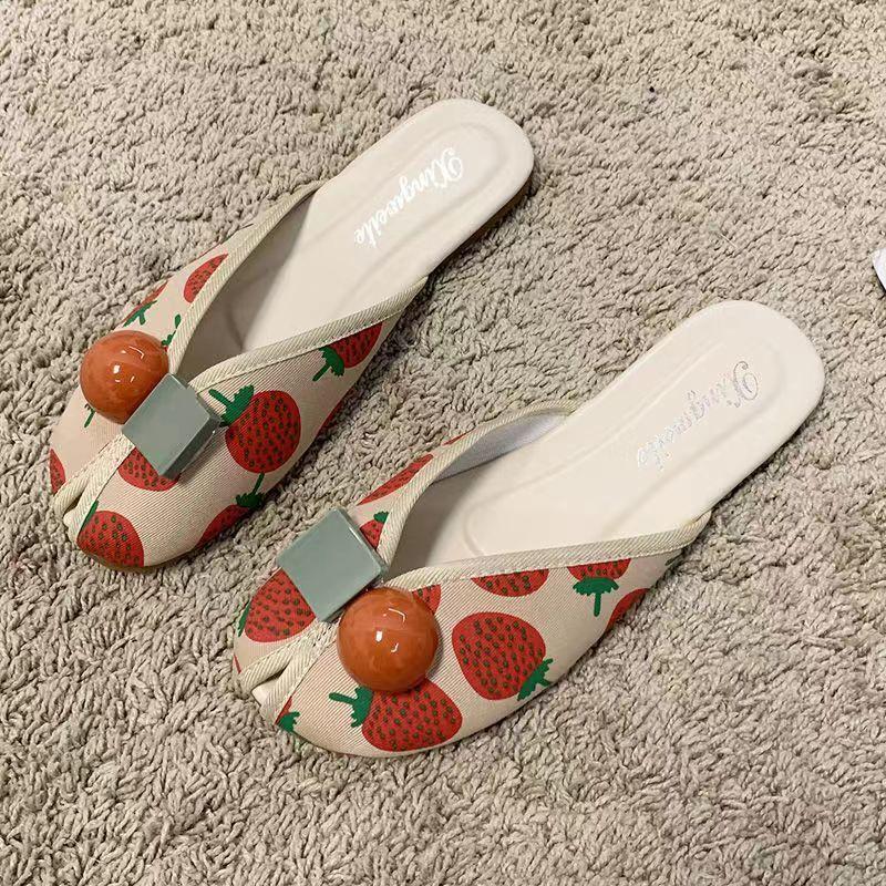 Fashion Woman Slippers Flat Fruit Shoes for Women Outside Round Toe Slides On Promotion New Collection H Sandal Slip-resistant Sandals