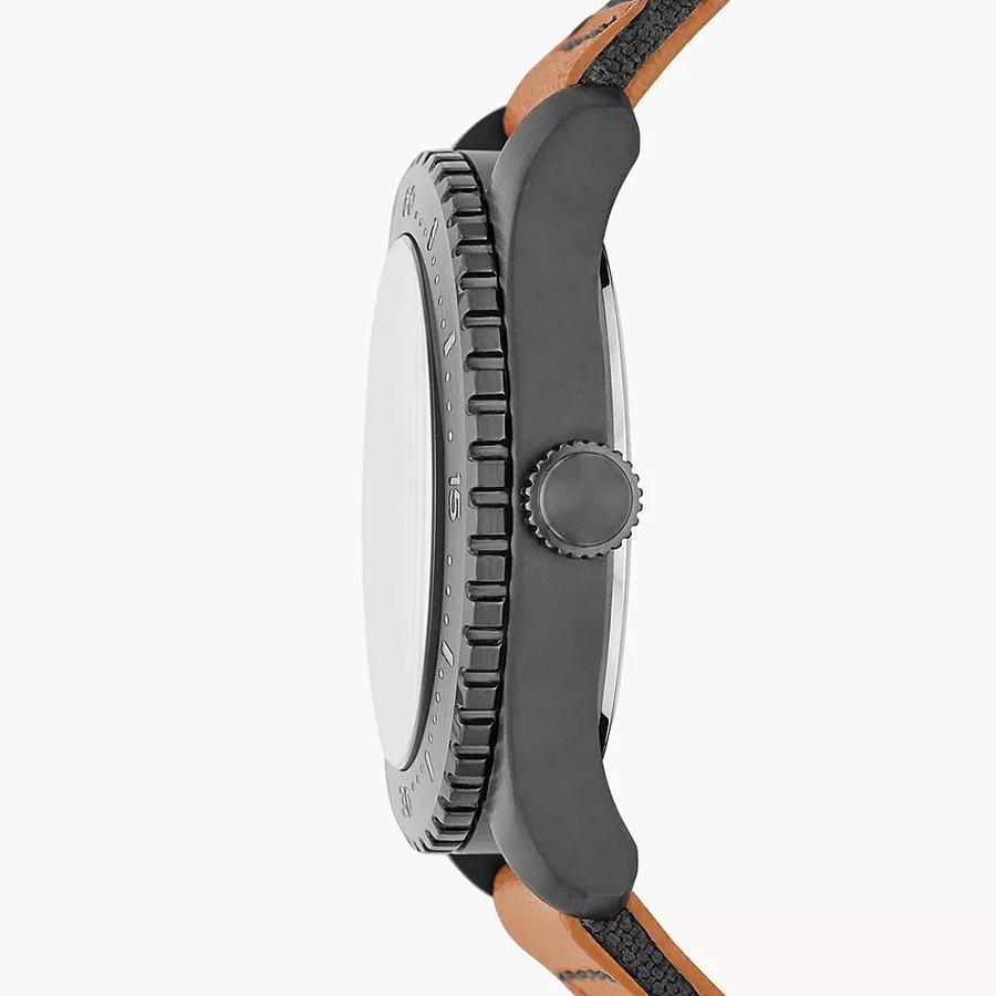 Fossil Quartz Men's Watch Black Dial Black Brown Strap Date Display Fashion Casual Suitable for Daily Use LE1137