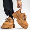 Big Head Leather Shoes Upturned Head Heightening Casual Martin Shoes 22 Autumn and Winter Platform Work Shoes