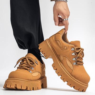 Großer Kopf Leder Schuhe aufgebogene Spitze höhenverstellbar lässige Martin Schuhe 22 Herbst und Winter Plateau Arbeits schuhe