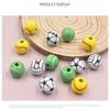20pcs 16mm Round Wooden Painted Beads Basketball Shaped Loose Beads for Jewelry Making Hair DIY Craft Handmade Decor