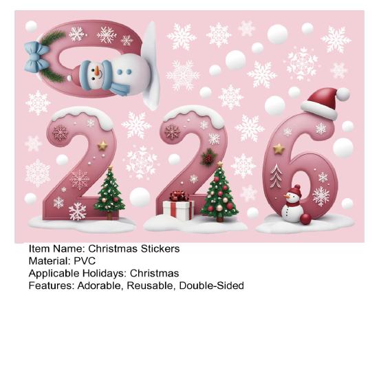 2026 Christmas Window Clings Snowflake Ice DIY Double-Sided Stickers Cute Snowmen Trees Electrostatic Adhesion Home Office Decor
