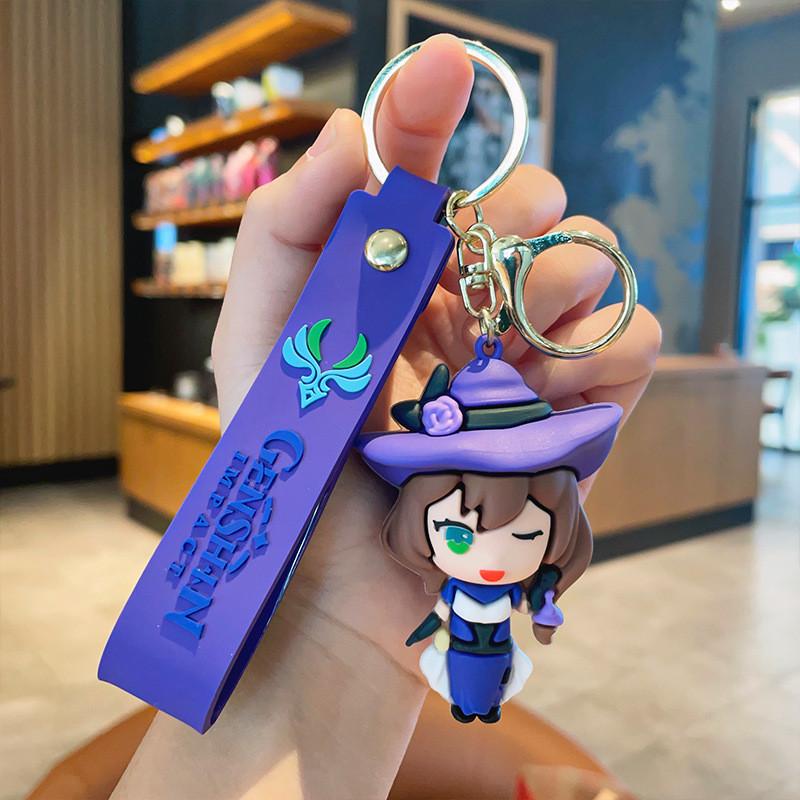 Portachiavi in ​​silicone con simpatico personaggio di Genshin Impact, adorabile statuetta in PVC per borse e telefoni.
