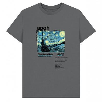Apoh Unisex Adult Starry Night Text Vincent Van Gogh T-Shirt