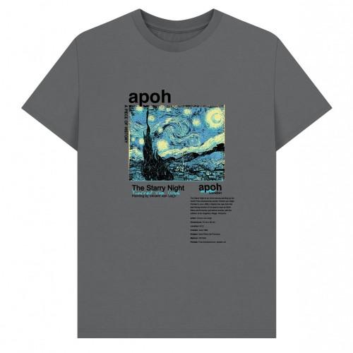 Apoh Unisex Adult Starry Night Text Vincent Van Gogh T-Shirt
