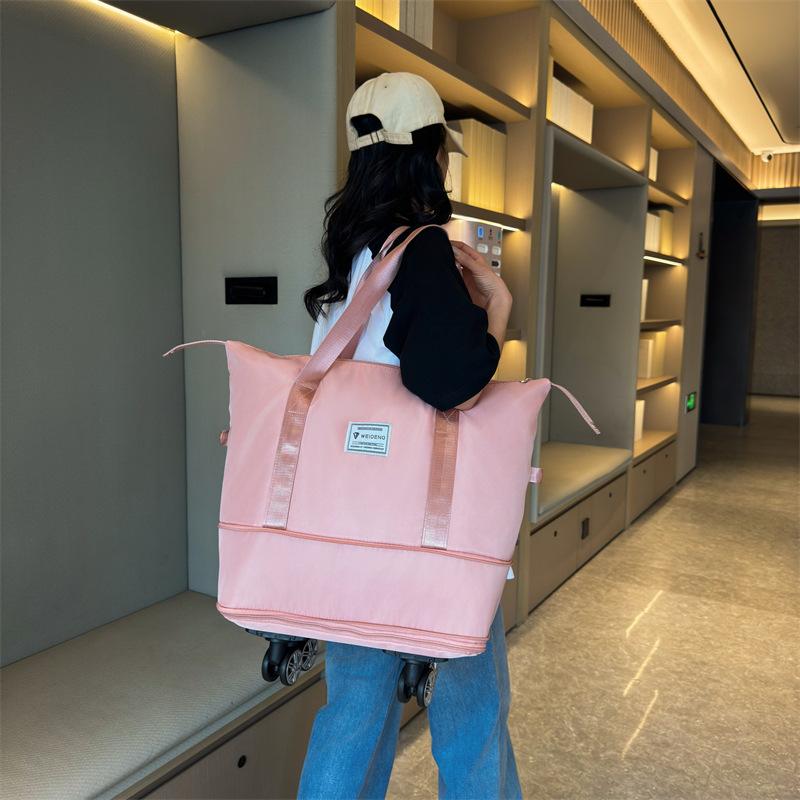 Large Capacity Double-layer Expansion with Wheeled Travel Bag Dry and Wet Separation Pregnant Mothers for Delivery Storage Bag Can Be Putt Rod