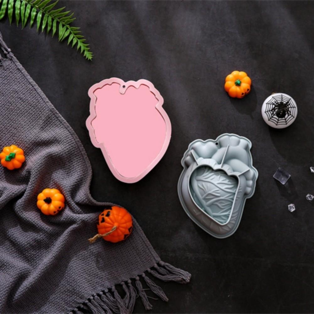 Pumpkin Heart Shape Cake Mold DIY Halloween Baking Silicone Mold Brain Dessert Mold  Pudding