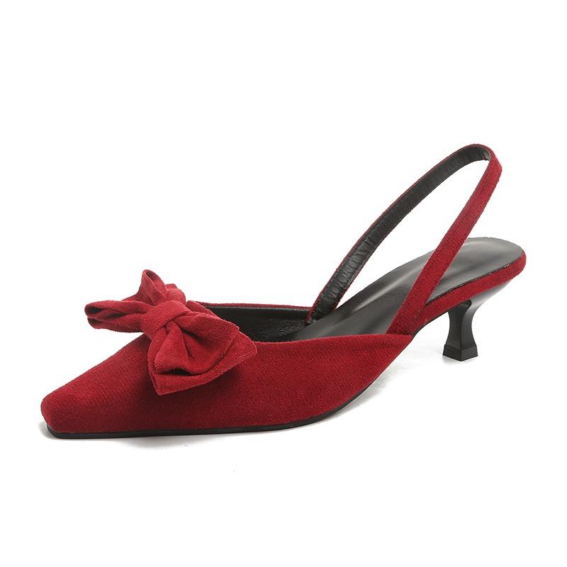 Fashion 2025 New Plus Size Slingbacks Women's High Heels New Butterfly-knot Office and Career Fashion Best Seller Toe Sandals Zapatos