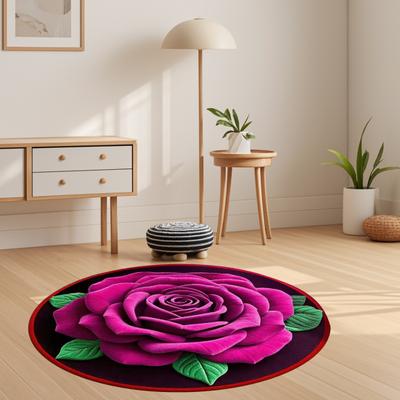 Fußmatte Schnelltrocknend Rutschfeste Punktgeprägte Rückseite 3D Rosenblumenmuster Badezimmerteppich Weiche Saugfähige Badematte