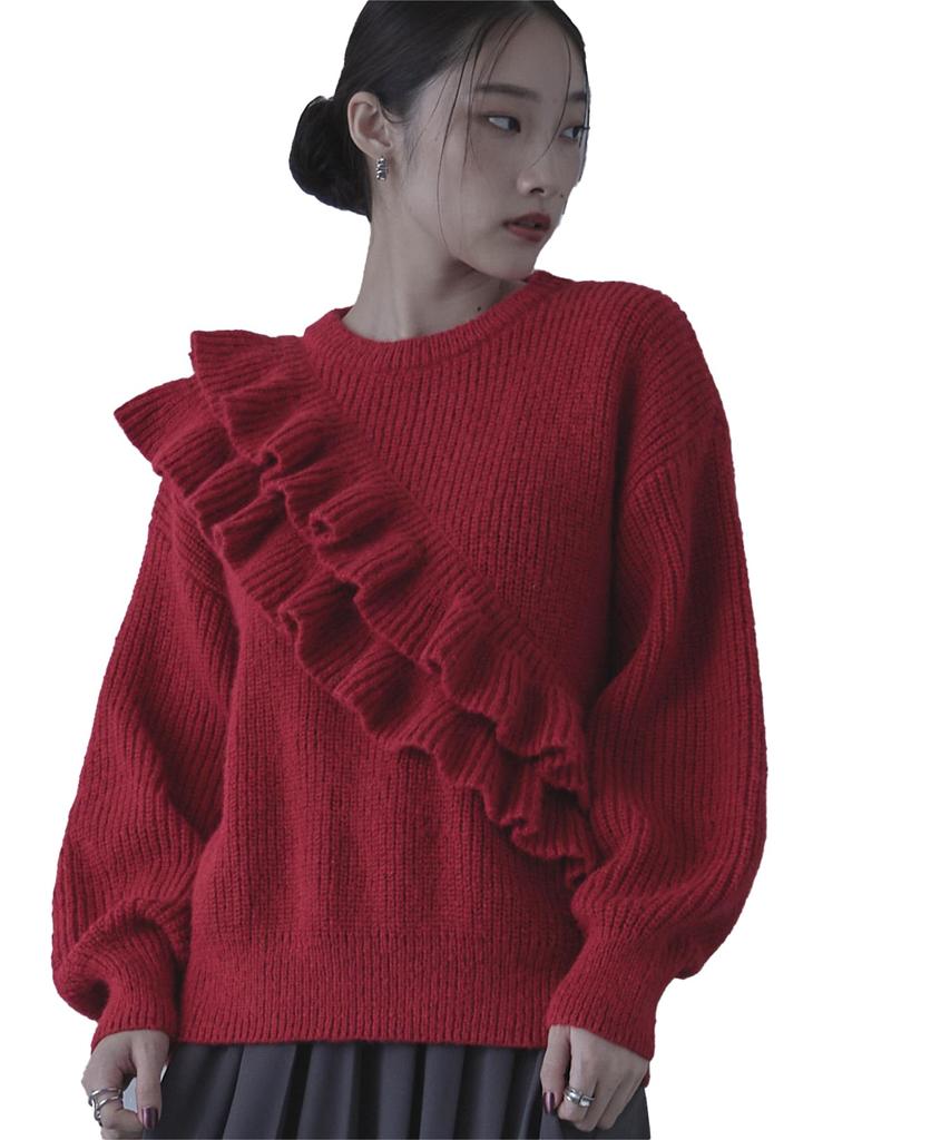 miette Double Frill Knit REXX1152 Free Size Red Women's