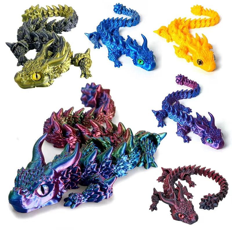 3D Printed Magic Dragon Movable Joint Fidget Toy Rotatable Articulated Office Desktop Ornament Adults Kid Toy Crafts Gift