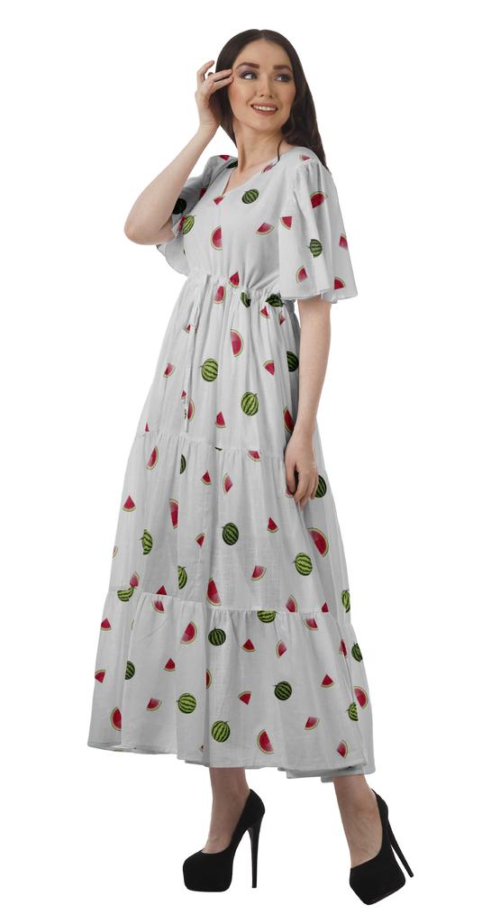 Moomaya Women Party Night Dresses Plus Size Printed Casual Wear Ladies