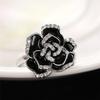 CopperRose Ring for Women Black Enamel Aesthetic Flower Rings Bridal Wedding Party Accessories Luxury Jewelry