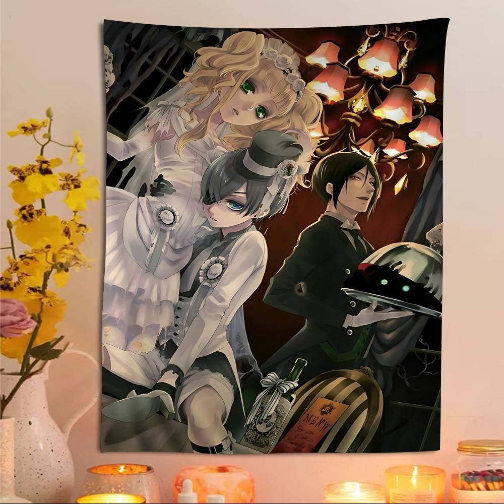 

BBlack BButler Japanese Printed Large Wall Tapestry Hanging Tarot Hippie Wall Rugs Dorm Art Home Decor 74x94cm(29x37in)