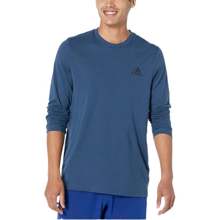 adidas T Shirts Men's Marine Blue Crew Neck Moderate Straight Fit HM4785