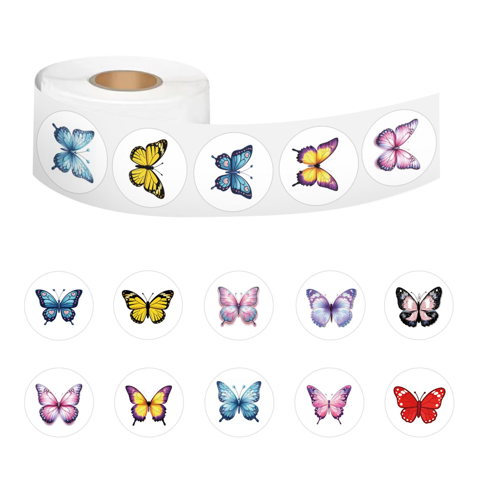 500 шт. Мультяшные наклейки в рулоне с бабочками, Декоративные запечатывающие наклейки, Наклейки-ленты в рулоне для студенческих блокнотов