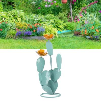 Cactus Statue Decor Iron Art Easy Installation Prickly Pear Cactus Yard Art For Garden Courtyard Balcony